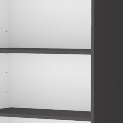 71" Gray And White Wood Three Tier Bookcase with Two Doors