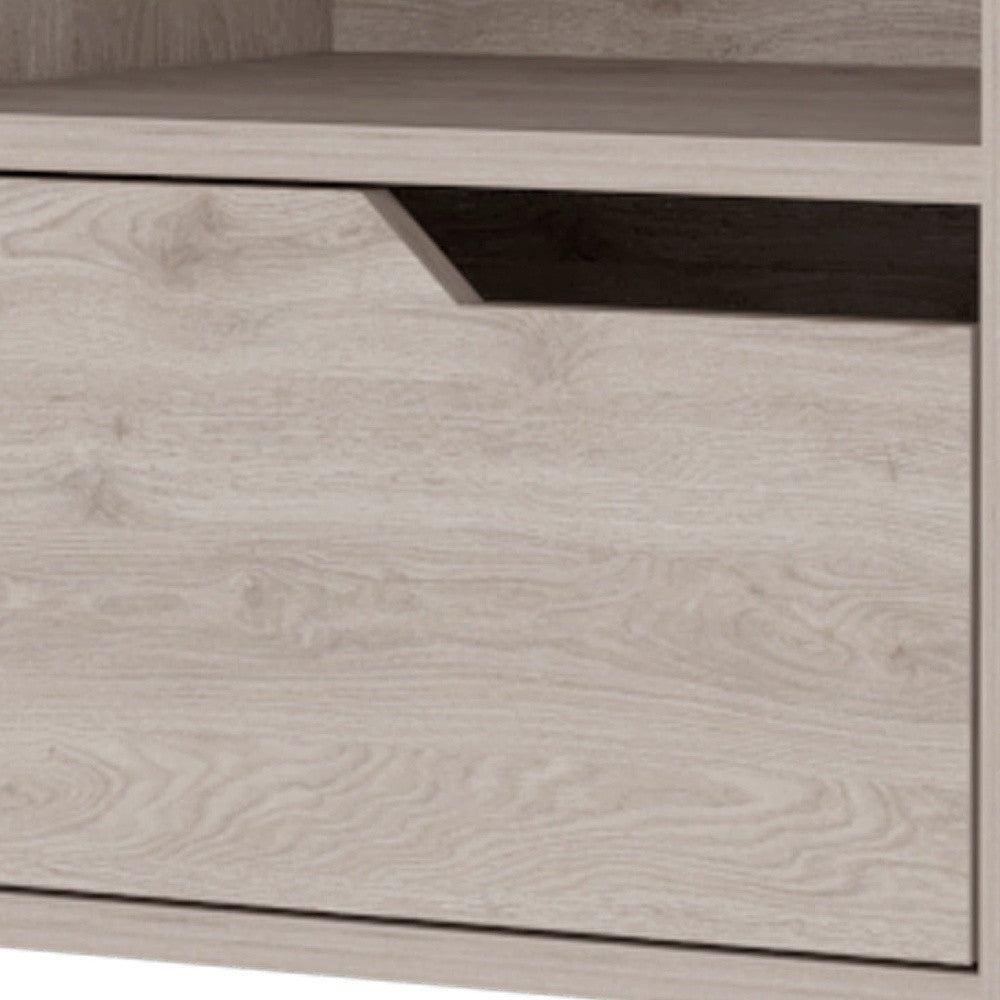 13" Gray Wood One Drawer Floating Nightstand