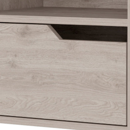 13" Gray Wood One Drawer Floating Nightstand