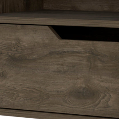 13" Brown Wood One Drawer Floating Nightstand