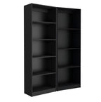 Set of Two Black Wood Multi Tier Bookcases