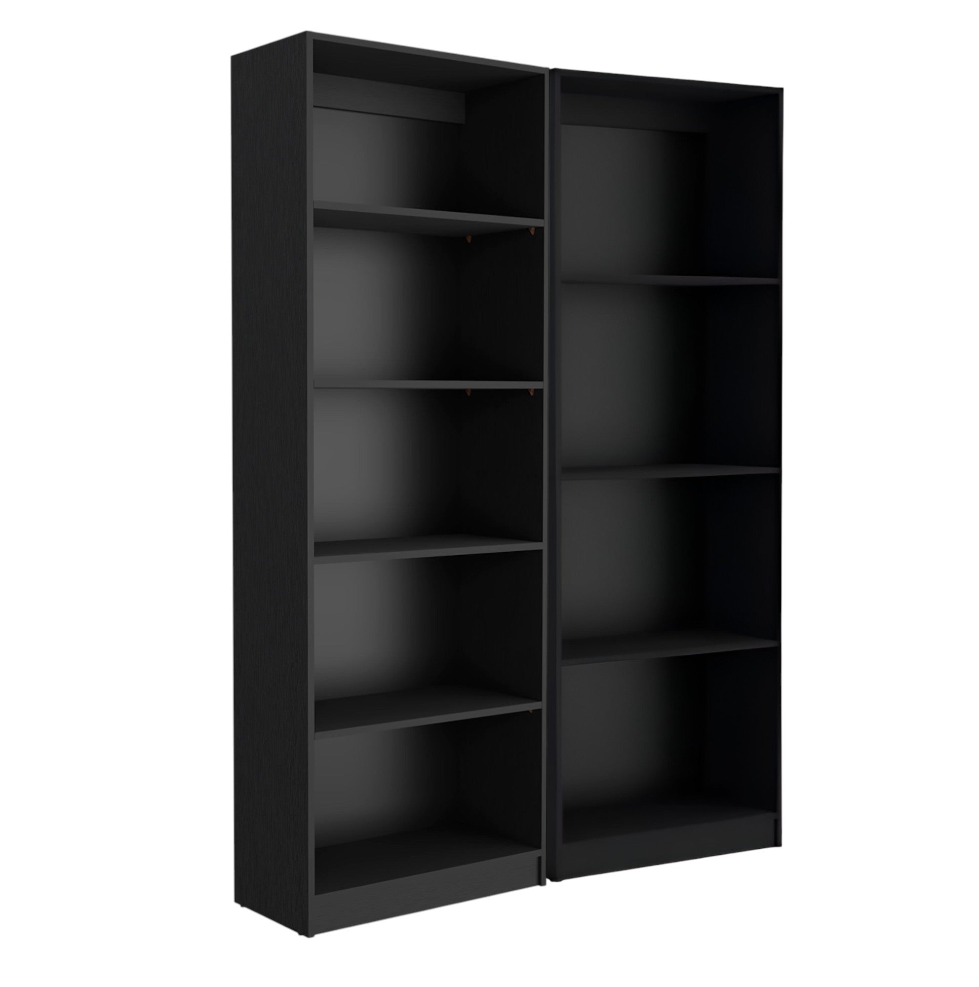 Set of Two Black Wood Multi Tier Bookcases
