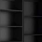 Set of Two Black Wood Multi Tier Bookcases