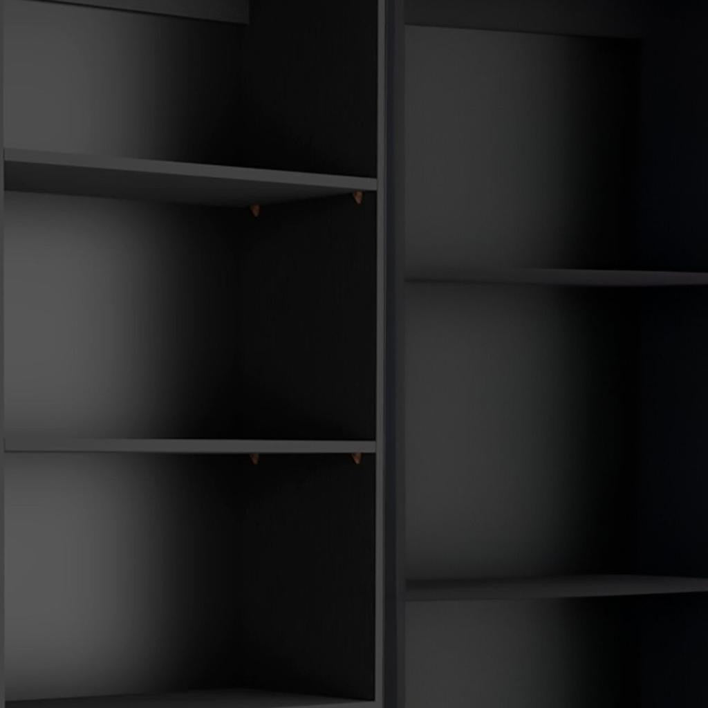 Set of Two Black Wood Multi Tier Bookcases