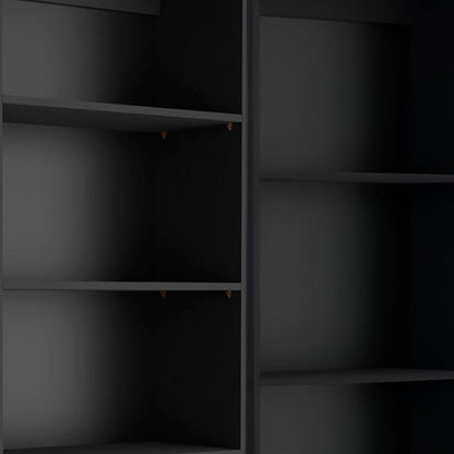Set of Two Black Wood Multi Tier Bookcases