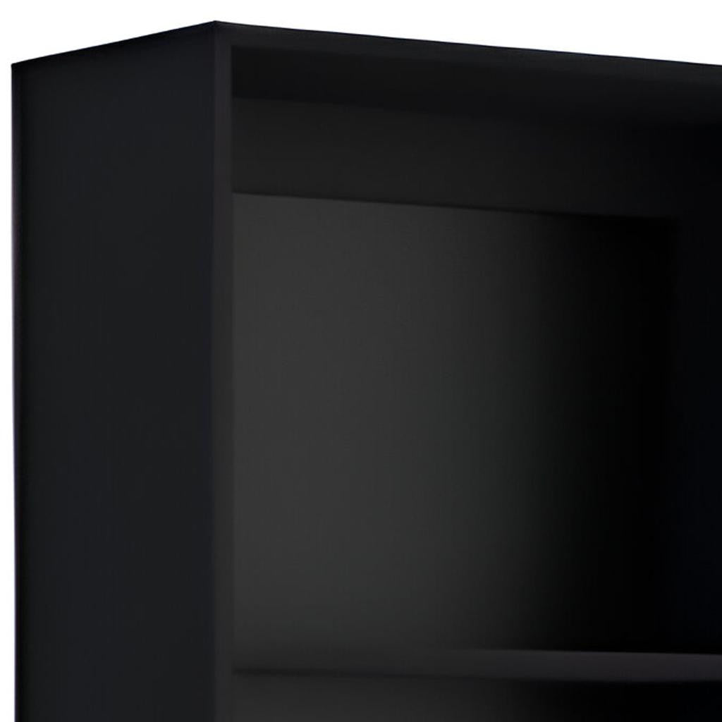 Set of Two Black Wood Multi Tier Bookcases