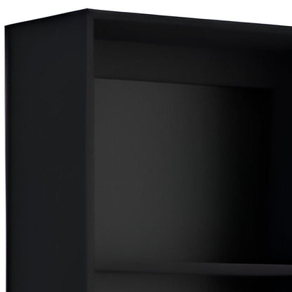 Set of Two Black Wood Multi Tier Bookcases