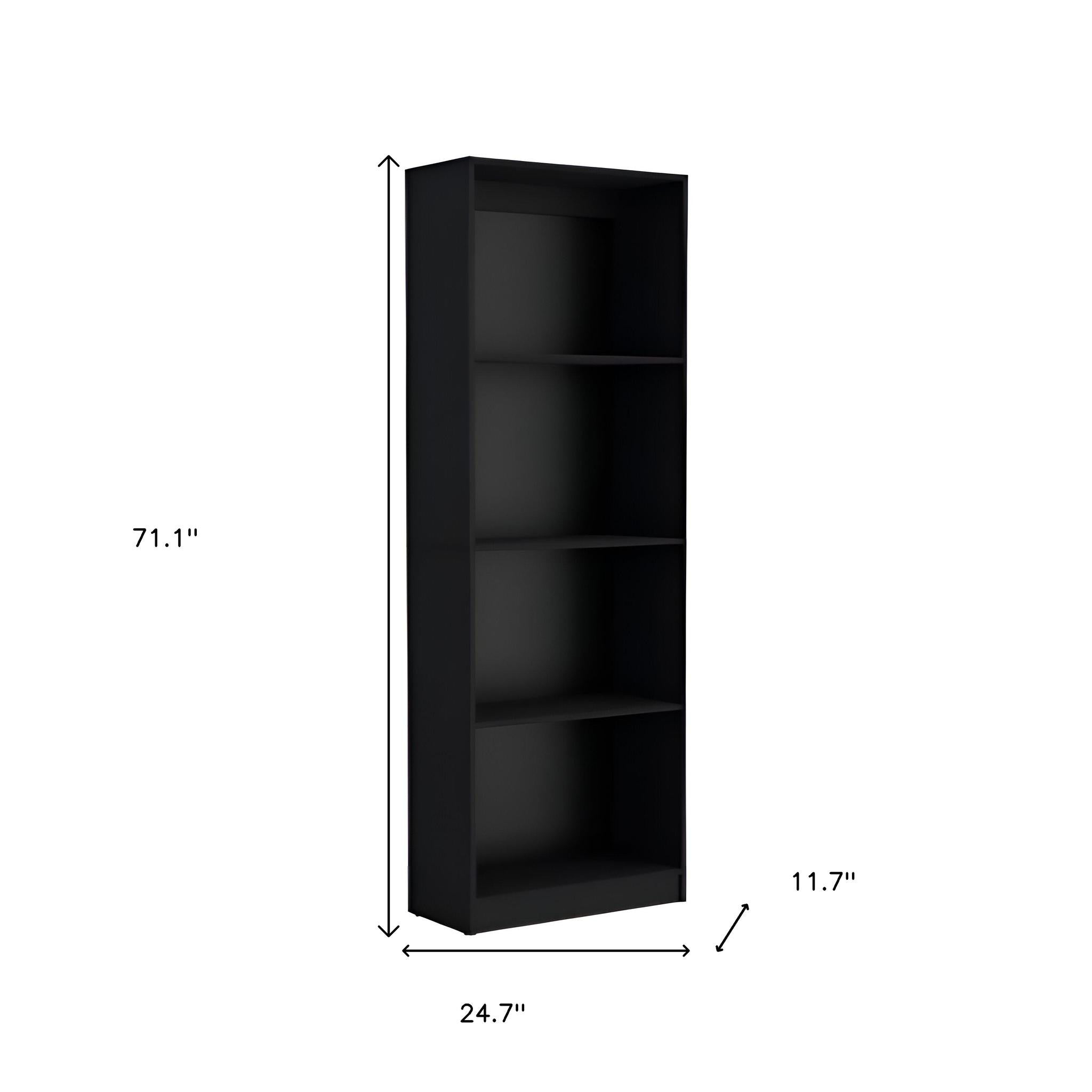 Set of Two Black Wood Multi Tier Bookcases