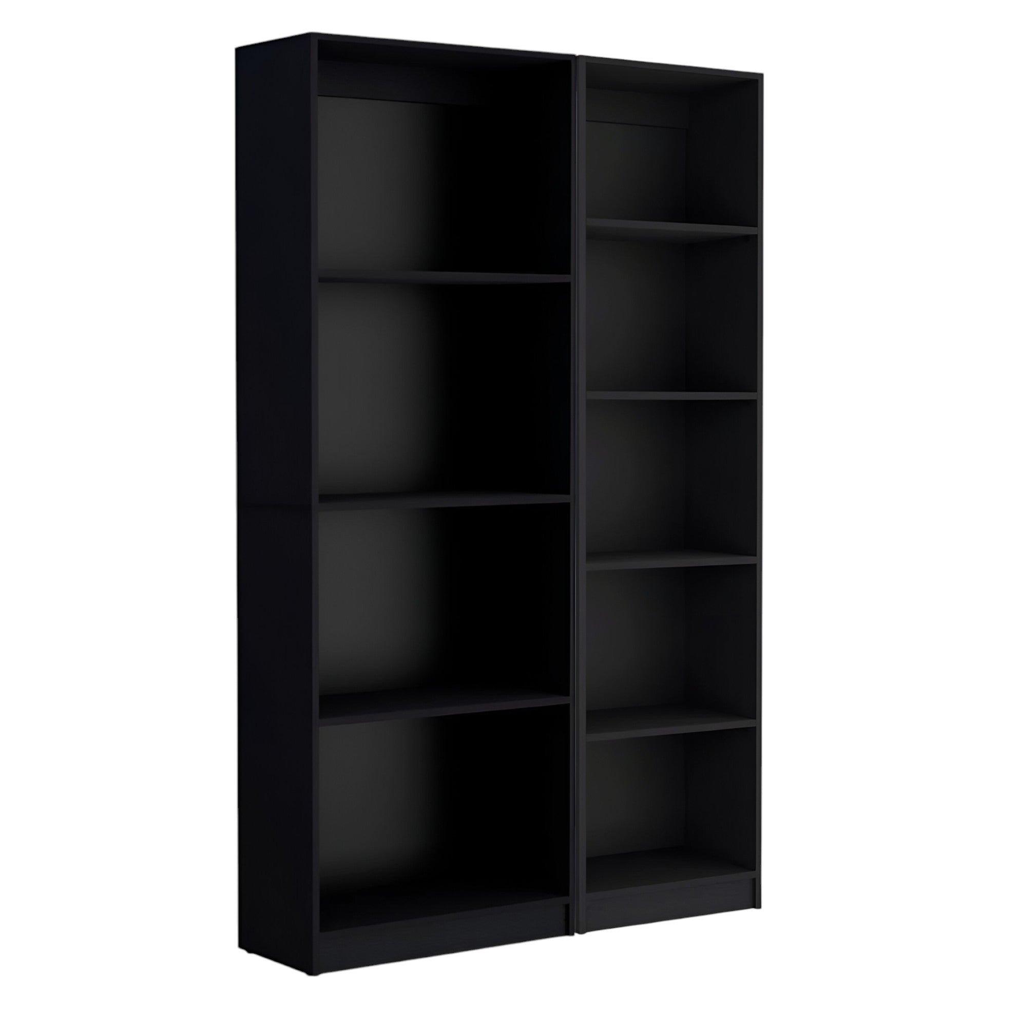 Set of Two Black Wood Multi Tier Bookcases