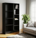 Set of Two Black Wood Multi Tier Bookcases