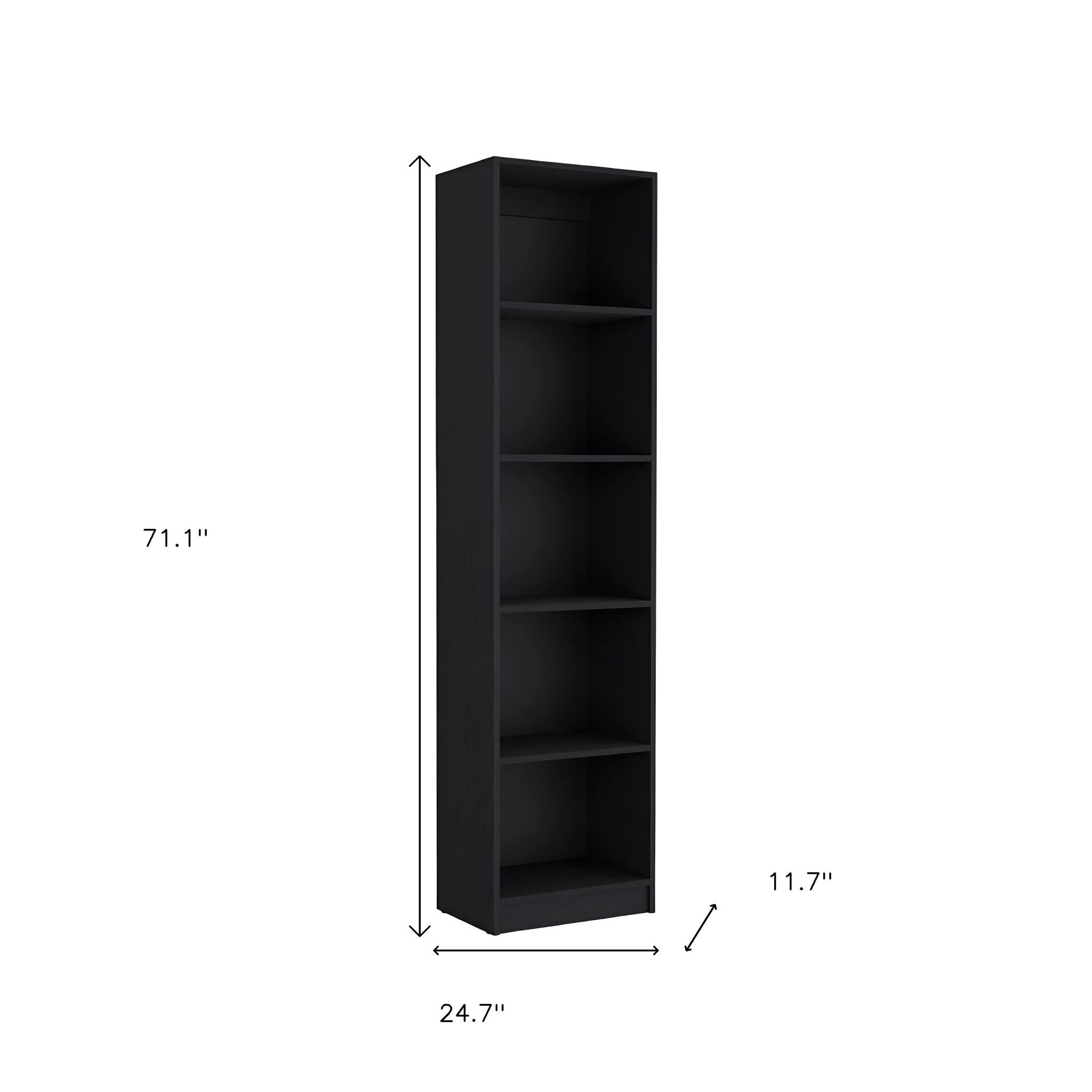 Set of Two Black Wood Multi Tier Bookcases
