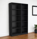 71" Black Five Tier Bookcase