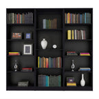 Set of Three Black Wood Four Tier Bookcases