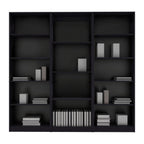 Set of Three Black Wood Four Tier Bookcases