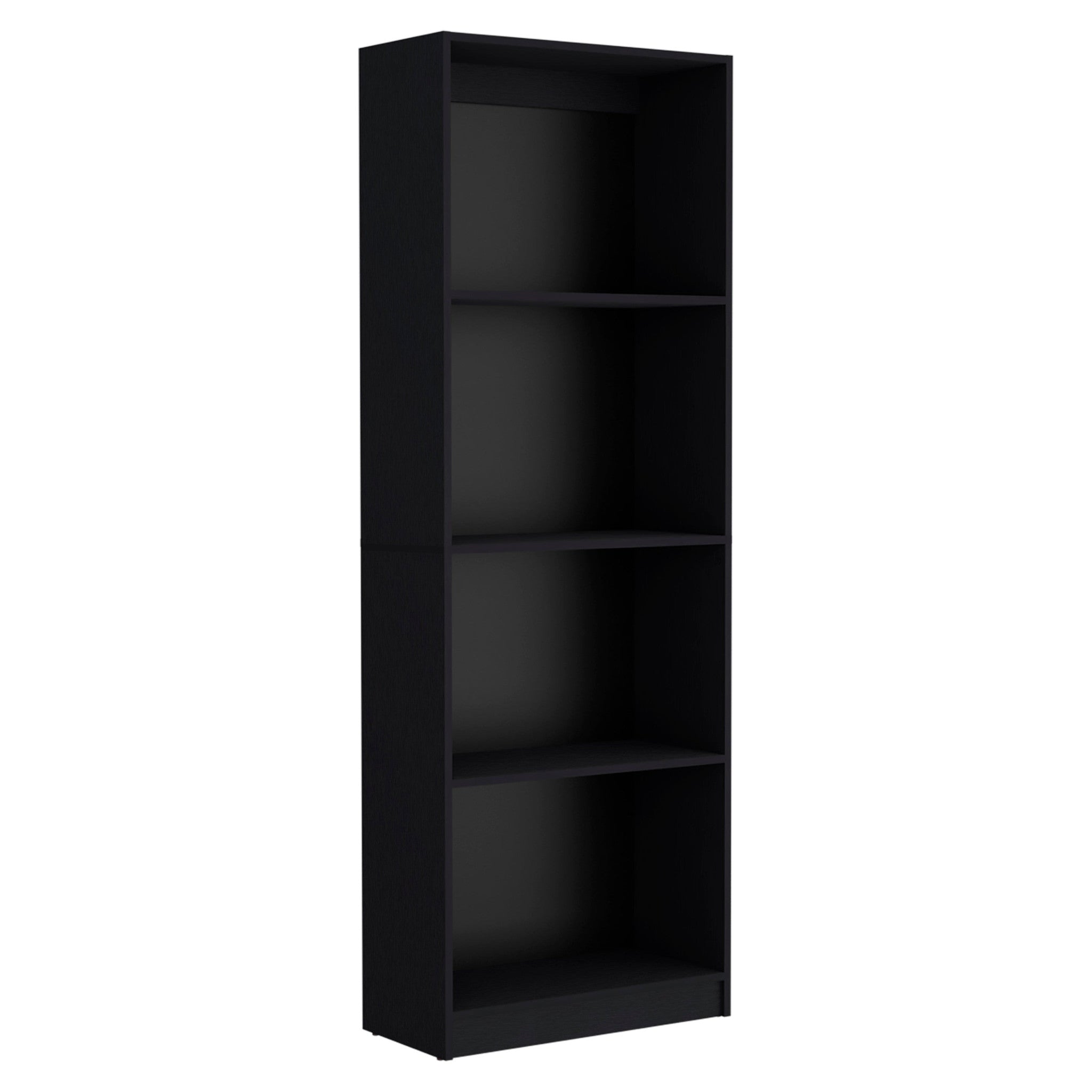 Set of Three Black Wood Four Tier Bookcases