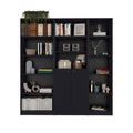 Set of Three Black Five Tier Bookcase with Two Doors