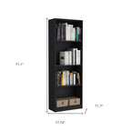 71" Black Four Tier Bookcase with Two Doors