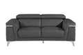 70" Dark Gray And Silver Metallic Leather Loveseat