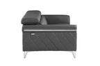 70" Dark Gray And Silver Metallic Leather Loveseat