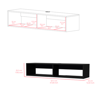 48" Black Floating Mount Entertainment Center