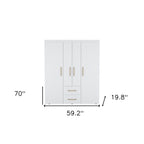 59" White Two Drawer Combo Dresser