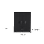 59" Black Two Drawer Combo Dresser