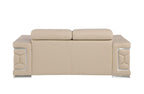 71" Beige And Silver Genuine Leather Loveseat