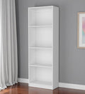 71" White Wood Four Tier Bookcase