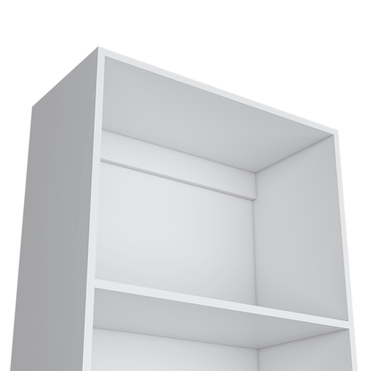 71" White Wood Four Tier Bookcase