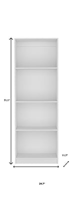 71" White Wood Four Tier Bookcase