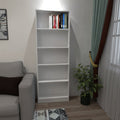 71" White Wood Five Tier Bookcase