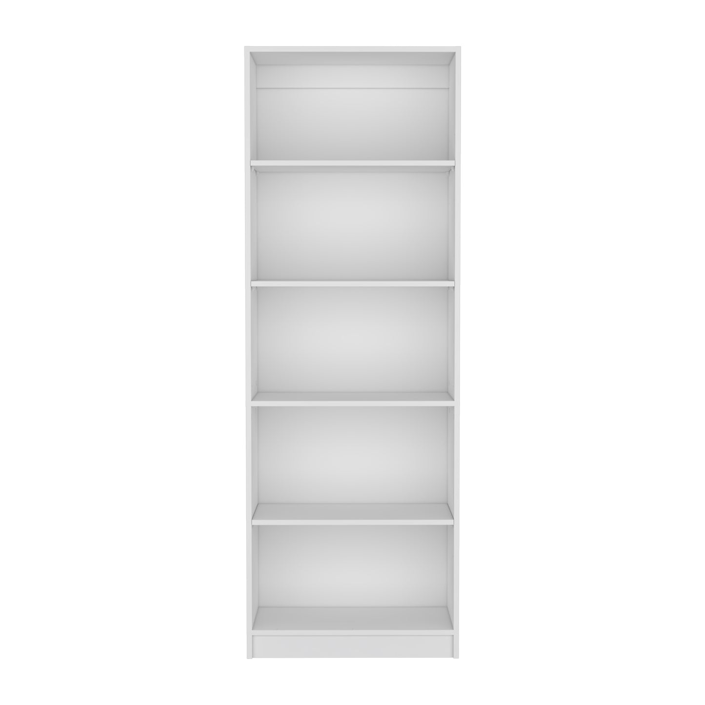 71" White Wood Five Tier Bookcase
