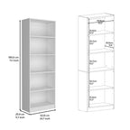 71" White Wood Five Tier Bookcase