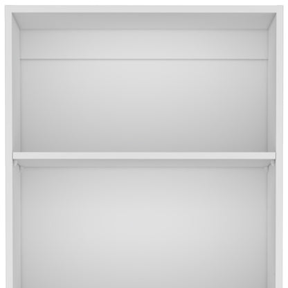 71" White Wood Five Tier Bookcase