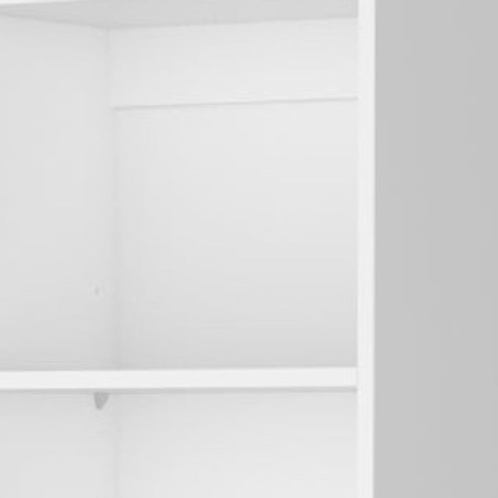 71" White Wood Five Tier Bookcase