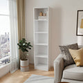 71" White Wood Five Tier Bookcase