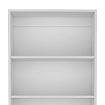 71" White Wood Three Tier Bookcase with Two Doors