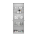 71" White Wood Three Tier Bookcase with Two Doors