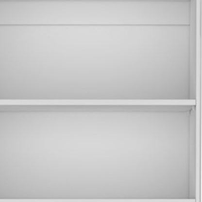 71" White Wood Three Tier Bookcase with Two Doors