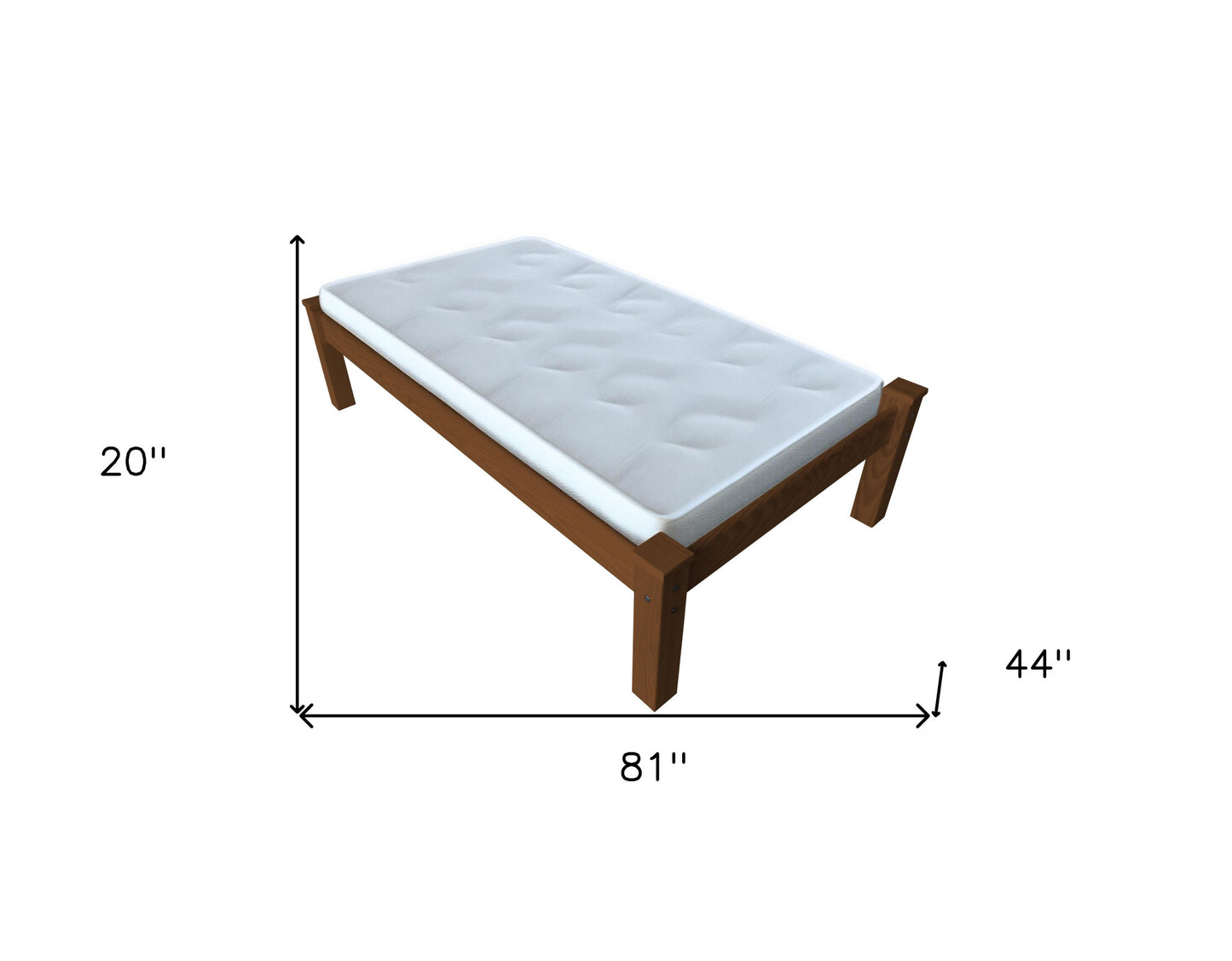 Brown Solid Wood Twin Bed Frame