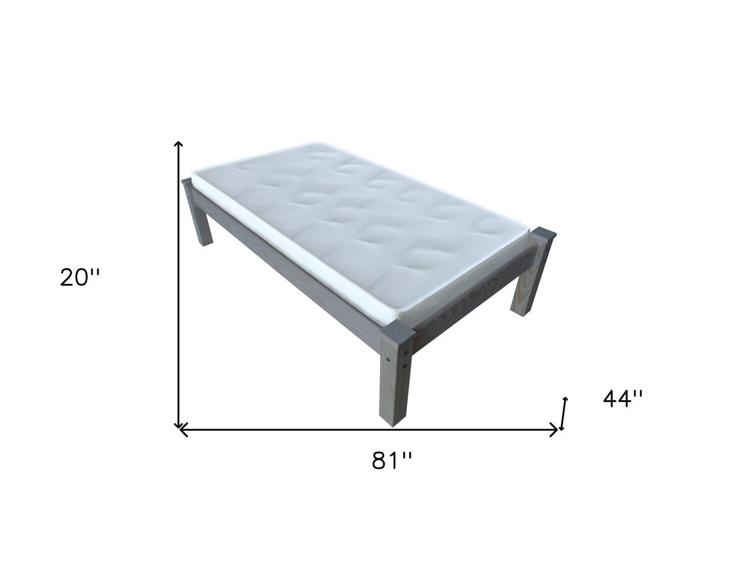 Gray Solid Wood Twin Bed Frame