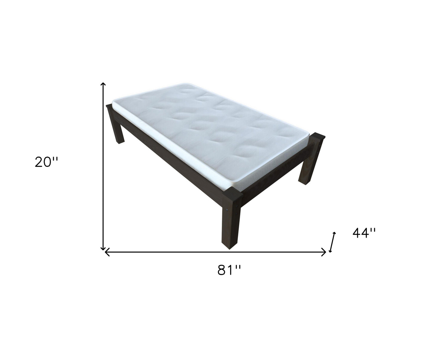 Dark Brown Solid Wood Twin Bed Frame
