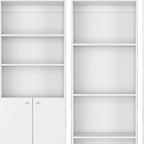 Set of Three White Wood Ten Tier Modular Bookcase with Four Doors