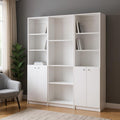Set of Three White Wood Ten Tier Modular Bookcase with Four Doors