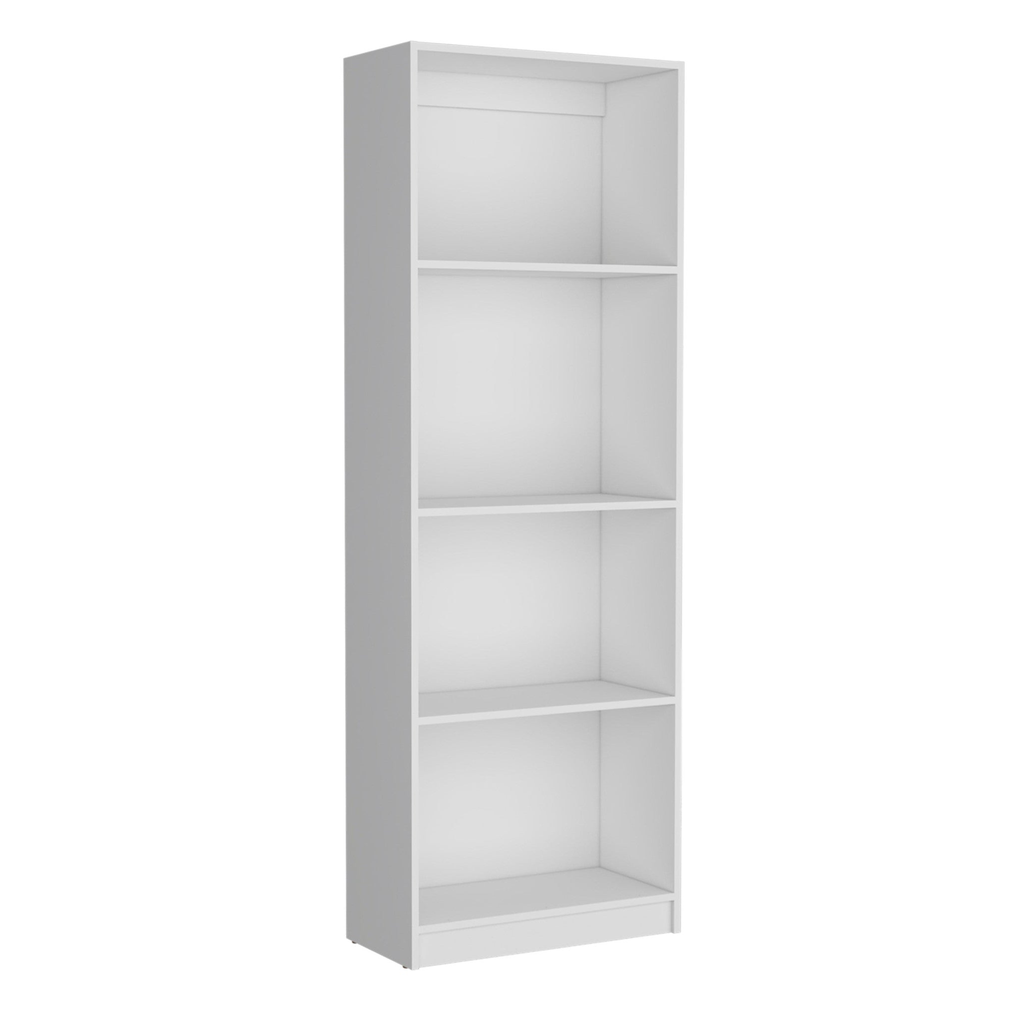 Set of Three White Wood Ten Tier Modular Bookcase with Four Doors