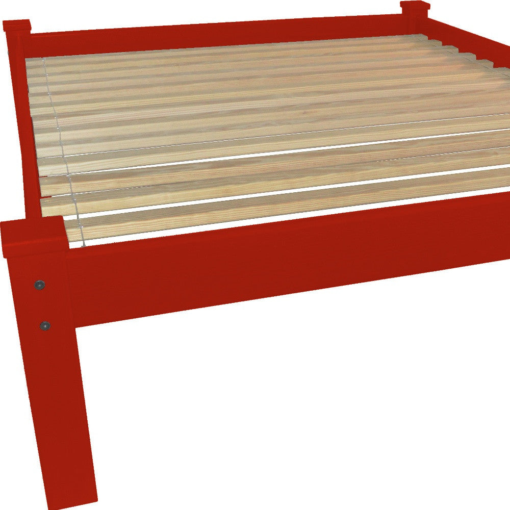 Red Solid Wood Full Bed Frame