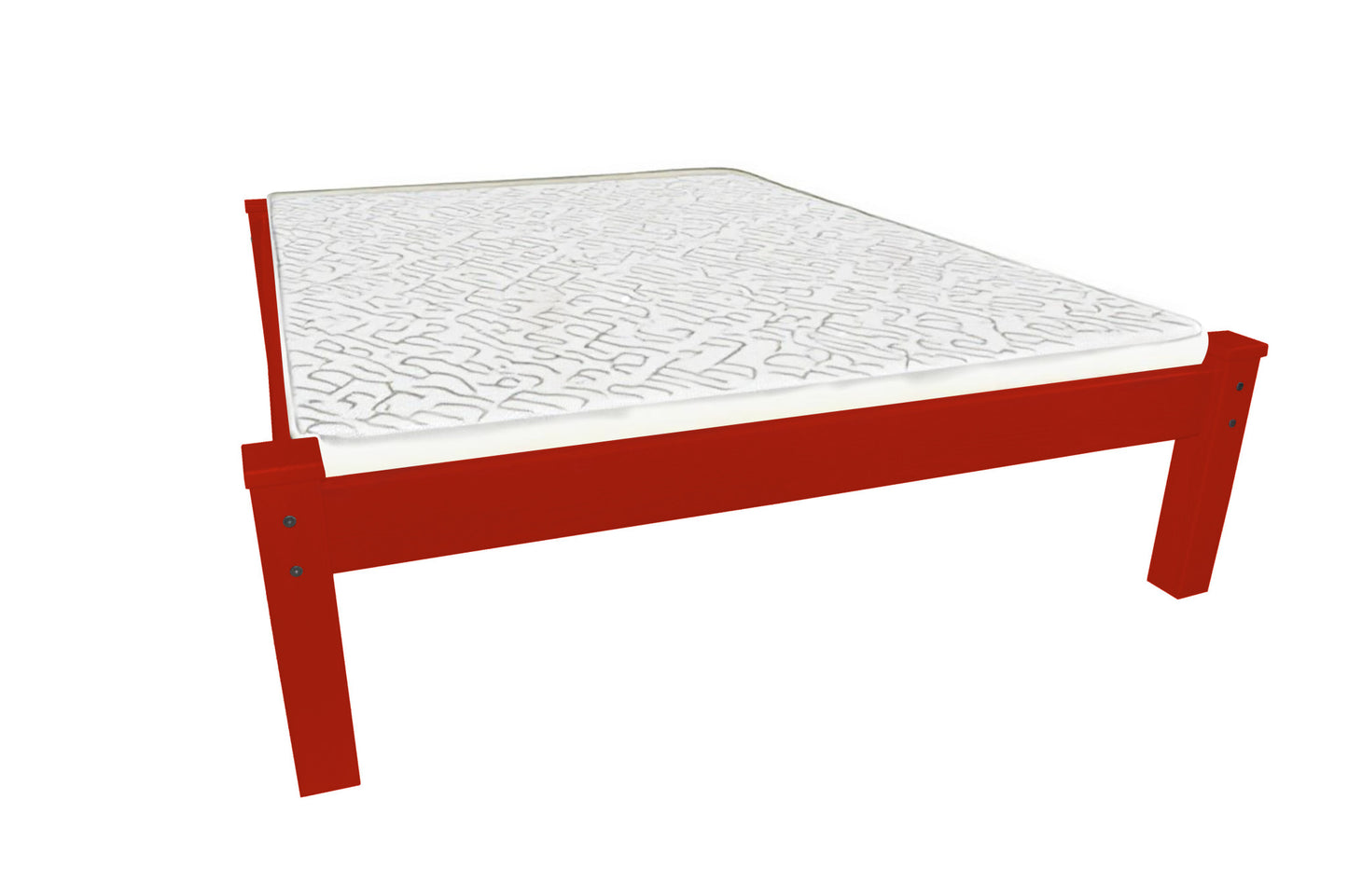 Red Solid Wood Full Bed Frame