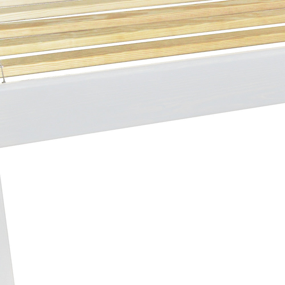 White Solid Wood Full Bed Frame