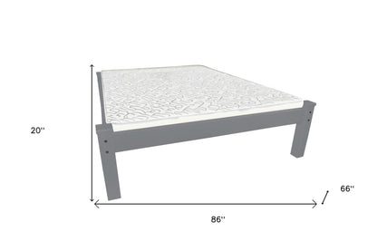 Gray Solid Wood Queen Bed Frame