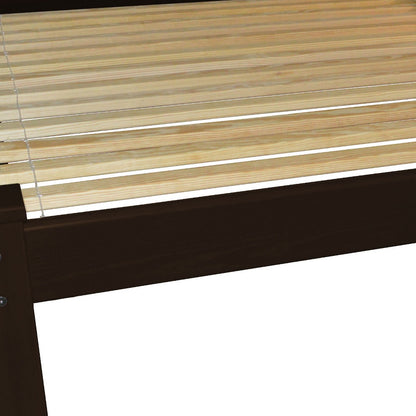 Dark Brown Solid Wood Queen Bed Frame